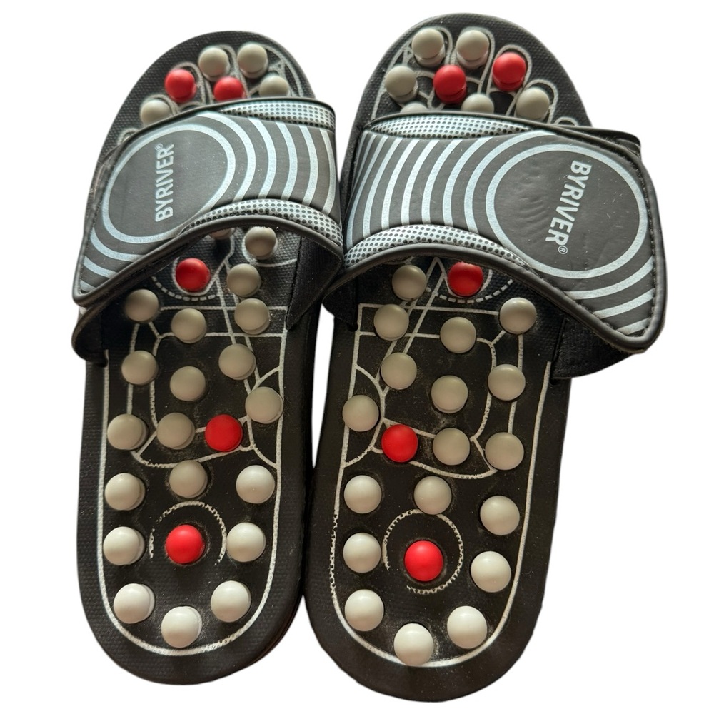 BYRIVER® Acupressure Massage Slippers – Black